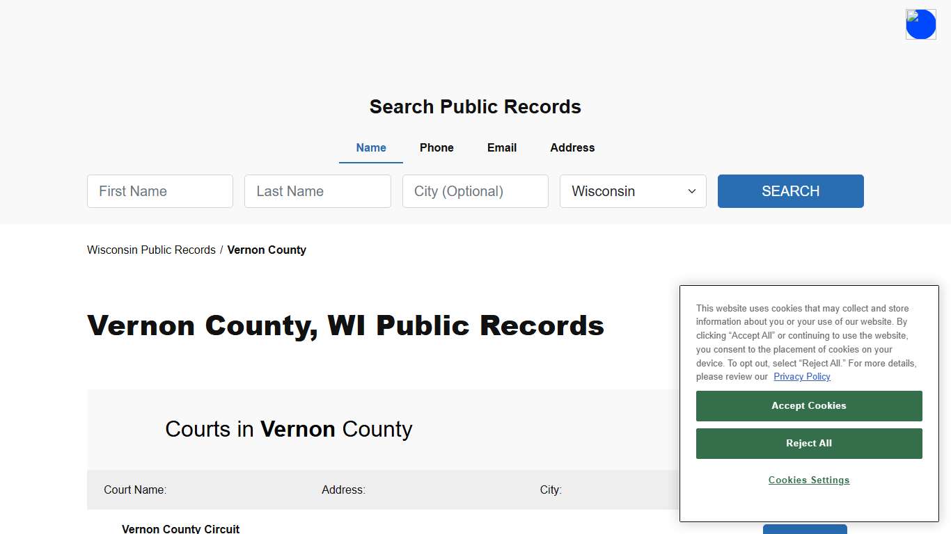 Vernon County, WI Public Court, Arrest and Inmate Records - ThePublicIndex